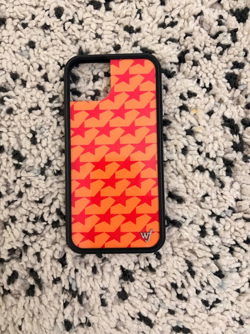 Wildflower Neon Orange and Red Star Houndstooth iPhone Case